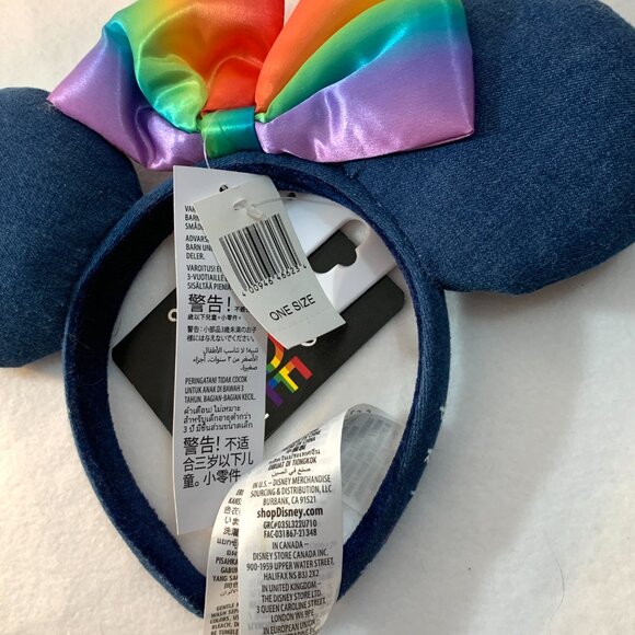 Disney Parks Pride Collection Rainbow Denim Minnie Mouse Ears Headband NWT - Picture 4 of 5